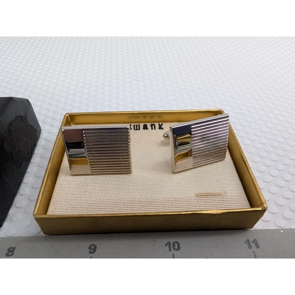 Swank‎ Cuff Links Rectangle Silver Tone Cufflinks